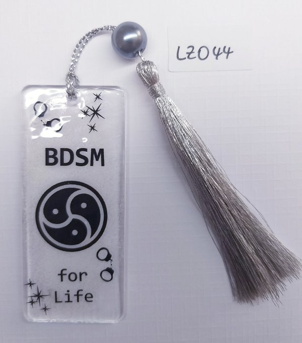 Lesezeichen Acryl, BDSM for life schwarz silber